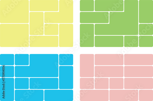 Colorful abstract layout design, featuring a modern and eyecatching arrangement of geometric shapes and a harmonious color scheme