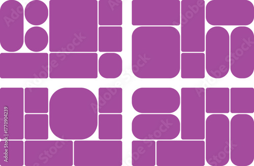 Abstract geometric pattern, showcasing a balanced arrangement of rectangles, squares, and circles in a modern design