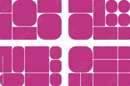 Modern geometric design, featuring rectangles, squares, and circles arranged in a symmetrical and balanced composition