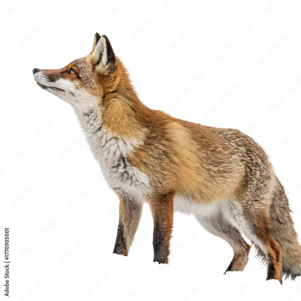 Fototapeta premium Fox Wild Mammal Portrait on transparent background
