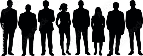 Diverse group of business people standing in silhouette illustration design