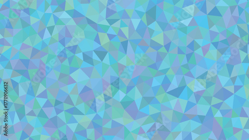 Low angle view of a blue and green polygon landscape