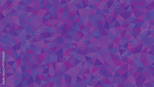 Vibrant purple geometric mosaic pattern fills the entire frame with abstract shapes and colors
