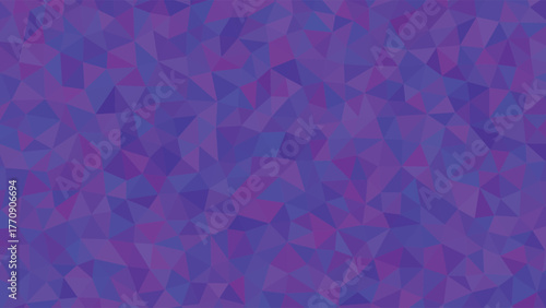 Vibrant purple and blue geometric shapes cover the entire abstract background