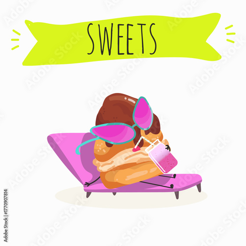 Tasty ice creams, ice-cream cones and popsicle, funny characters, hand drawn vector illustration.