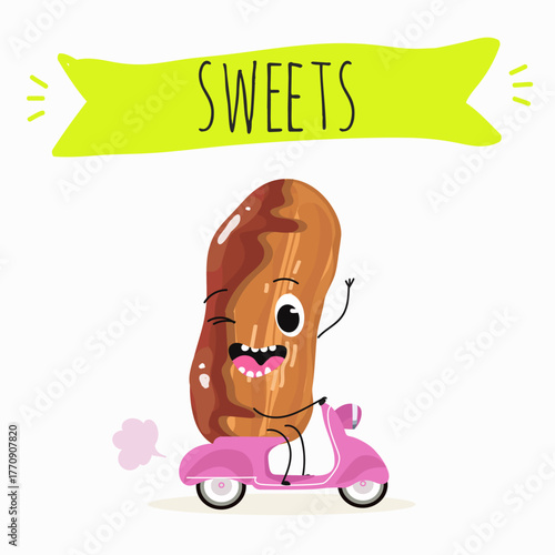 Tasty ice creams, ice-cream cones and popsicle, funny characters, hand drawn vector illustration.