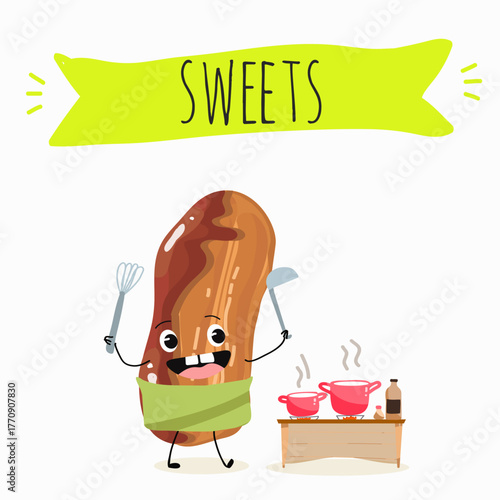 Tasty ice creams, ice-cream cones and popsicle, funny characters, hand drawn vector illustration.