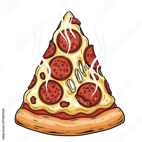 hot pizza slice topped with pepperoni and gooey cheese