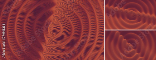 3D wavy background. Ripple effect. Grid surface. Vector illustration for cover, card, postcard, banner, poster, brochure or presentation.