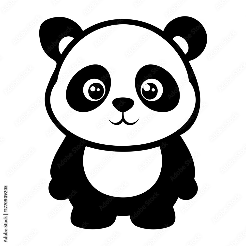 Naklejka premium A cute panda silhouette vector.a cute panda silhouette vector 