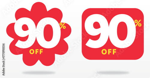 90% off, label, value, market, price, balloon, sale, retail, offer, discount, payment, product, badge, store, sticker, shop. Coupon, promo, icon, set, vector