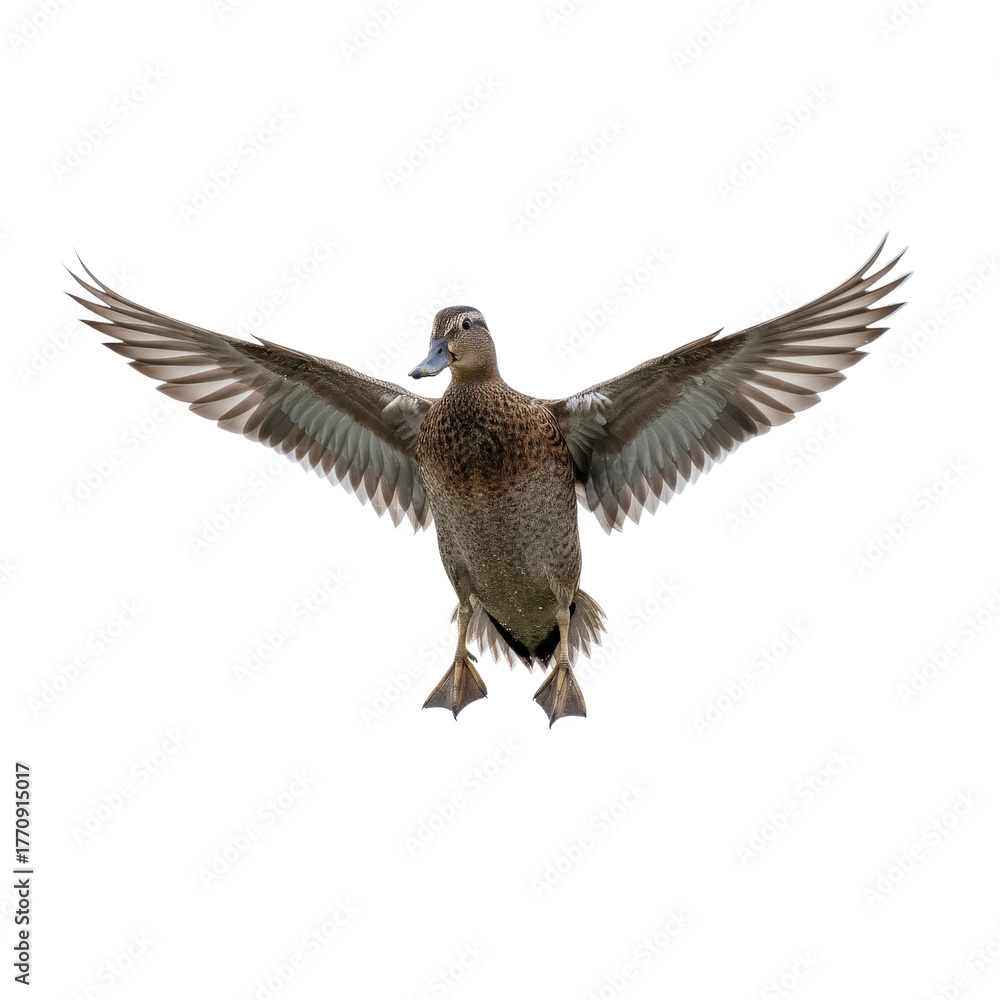 Naklejka premium Mallard Duck in Flight on Transparent Background