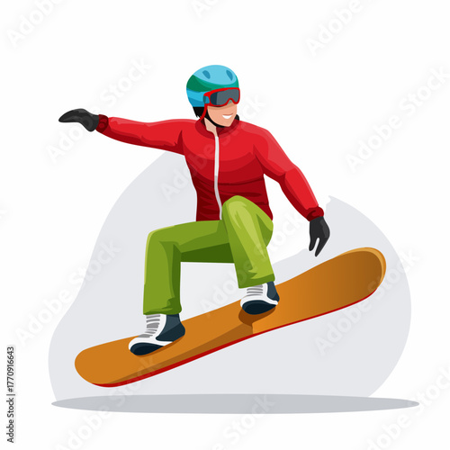 A person in winter clothing snowboarding down a slope with a snowboard.