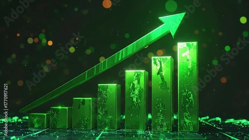 Green Arrow and Chart Illustrate Business Growth Concept