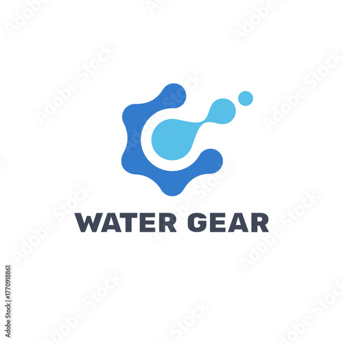 Vector logo design template. Abstract water gear concept.