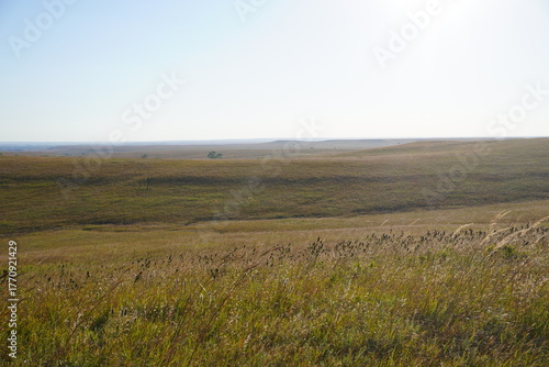 Kansas Prairie under blue sky