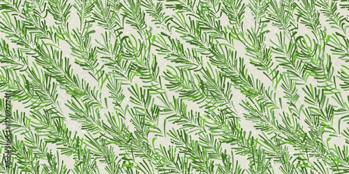 Stylized, hand drawn fir tree branches and snow flakes seamless vector pattern design for winter holidays. Festive decorative background for web, print