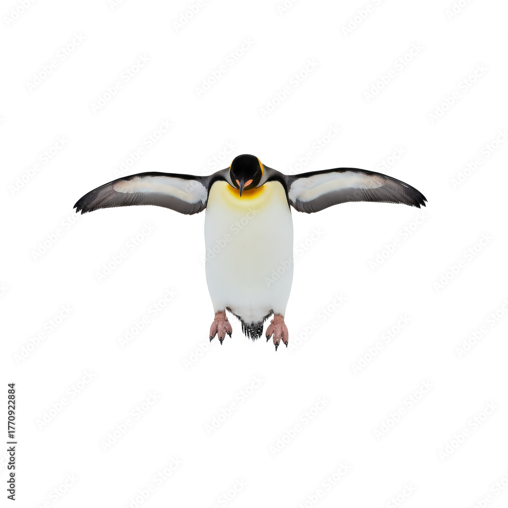 Fototapeta premium Isolated Emperor Penguin Chick with Spread Flippers