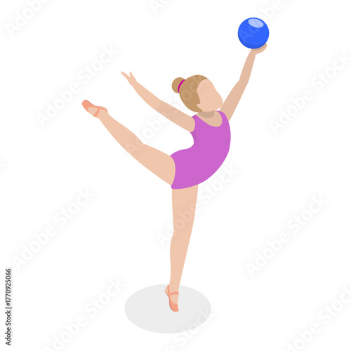 3D Isometric Flat Vector Set of Athletic Gymnastics, Sport Competitions. Item 5
