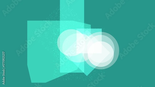 Abstract teal background with overlapping translucent geometric shapes and subtle speckle texture
