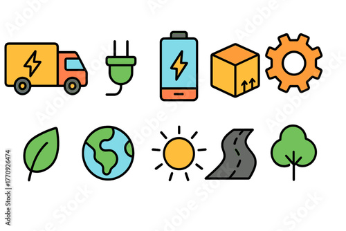Eco-friendly, sustainable outline icon set. Nature, renewable energy, green icons collection