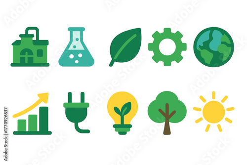 Environment and sustainability icon set. Eco-friendly, nature, green, flat collection.