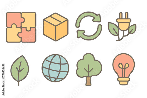 Eco-friendly, sustainability filled icon set. Recycling, renewable energy icons collection