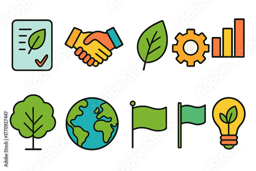 Sustainability linear icon set. Eco-friendly, green energy, nature icons collection