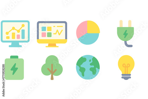 Renewable energy outline icon set. Eco, sustainable, technology icons outlined collection.