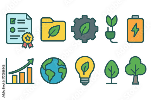 Eco, sustainability outline icon set. Environment, green energy, nature conservation icons