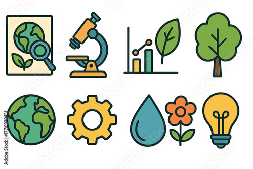 Eco-friendly, environmental outline icon set. Sustainability, nature, green icons collection