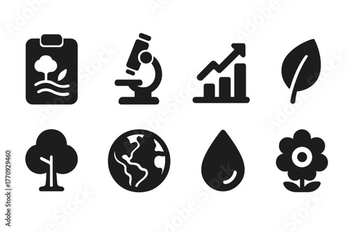 Environmental, nature solid icon set. Ecology, conservation symbols collection.
