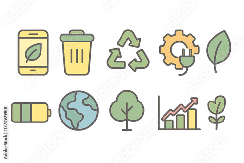 Eco, environment flat icon set. Recycling, sustainability icons flat collection