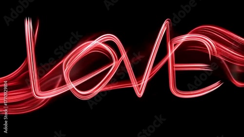 Abstract romantic animation with the word Love
