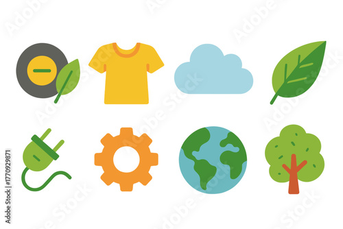 Eco-friendly flat icon set. Nature, environment, sustainability icons collection
