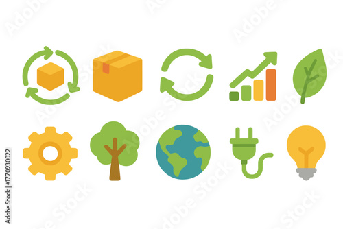 Eco, business linear icon set. Sustainability, recycling, growth icons in line style