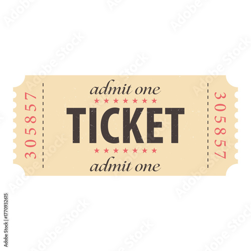 vintage ticket with a text
