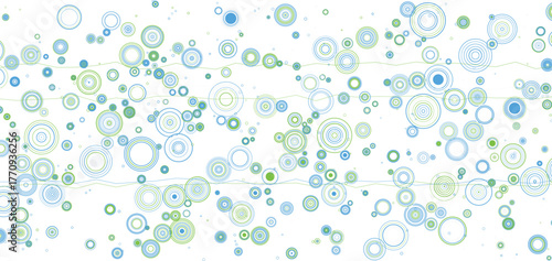 Blue and green abstract circles background, soft round pattern, modern digital minimal design, creative geometric dots composition, peaceful pastel decorative wallpaper