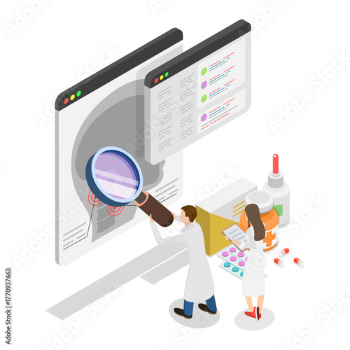 3D Isometric Flat Vector Illustration of Rheumatology, Joint Diseases Treatment. Item 3