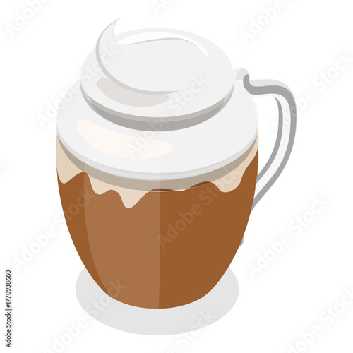 3D Isometric Flat Vector Set of Coffee Beverages, Cafe Menu. Item 9