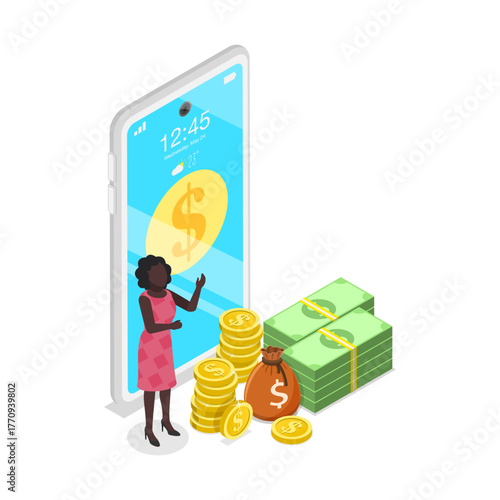 3D Isometric Flat Vector Illustration of Investment and Finance Management, Managing Personal Finance. Item 3