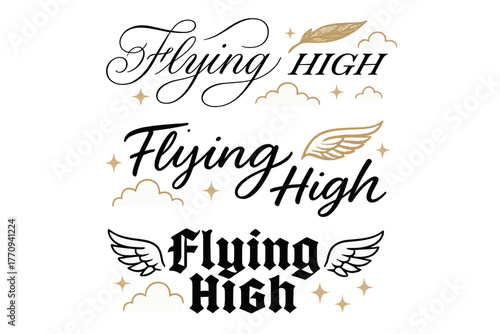 Flying High Calligraphy. Flying High. Create a calligraphy lettering illustration of the phrase: Flying High.