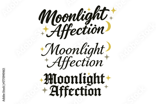 Moonlight Affection Calligraphy. Moonlight Affection. Create a calligraphy lettering illustration of the