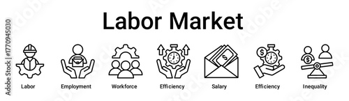 Labor Market banner web icon vector illustration concept for business with icon of Labor, Employment, Workforce, Productivity, Salary, Efficiency.