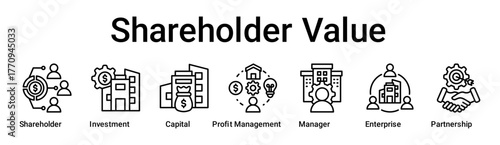 Shareholder Value banner web icon vector illustration concept for business with icon of Shareholder, Investment, Capital, Profit Management, Manager, Enterprise.