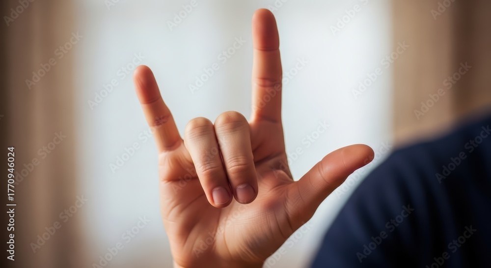 Obraz premium Close-up of hand gesturing i love you in sign language