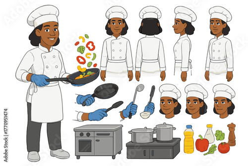 Sous Chef Character Design. Cartoon realistic vector illustration, Character constructor style, isolated