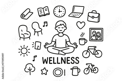Personal Wellness Doodle. Personal wellness. Hand-drawn doodle illustration of personal wellness. In the