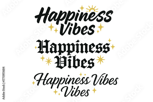 Happiness Vibes Calligraphy. Happiness Vibes. Create a calligraphy lettering illustration of the phrase: