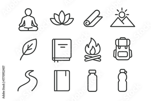 Leadership Reflection Icons. Leadership reflection. Line outline icon set of leadership reflection: person